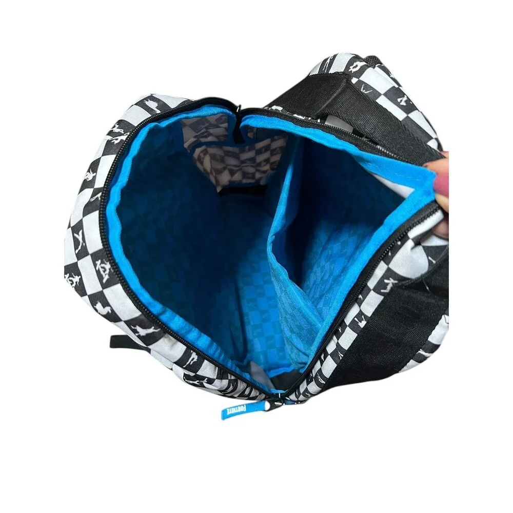 Fortnite Checkerboard Backpack Black White Padded School Bag Carry-On Video Game